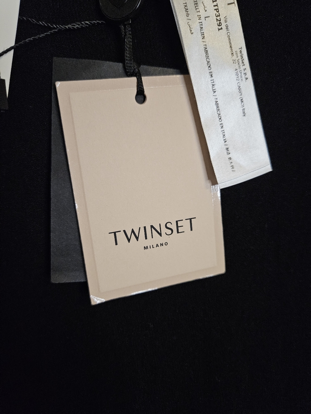 Twinset Milano Classic Black Long Sleeve Knit Midi Dress Split Sleeve NEW - Picture 7 of 10